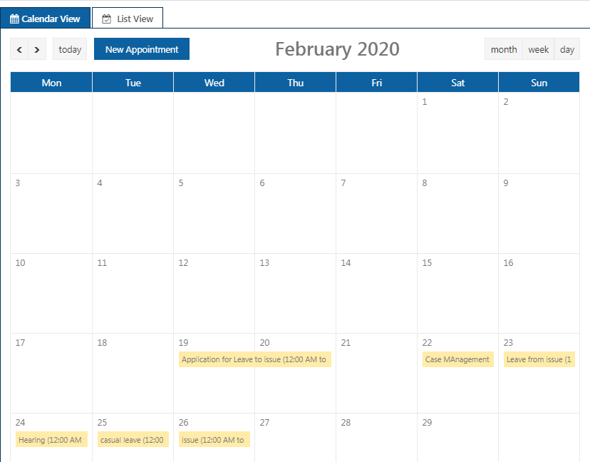 PageLightPrime Calendar Events