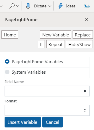 PageLightPrime Document Replace Button