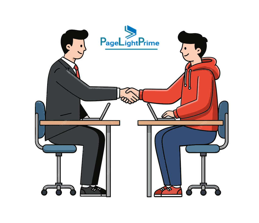 Step-by-step reconciliation process for law firms showing key steps and an illustration of two professionals shaking hands
