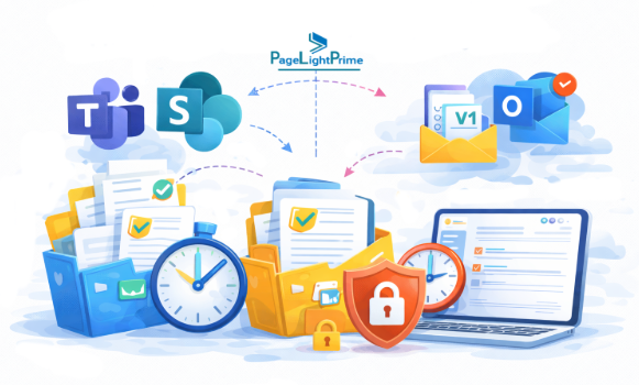 Microsoft Teams and SharePoint synchronization and email time tracking with version control.