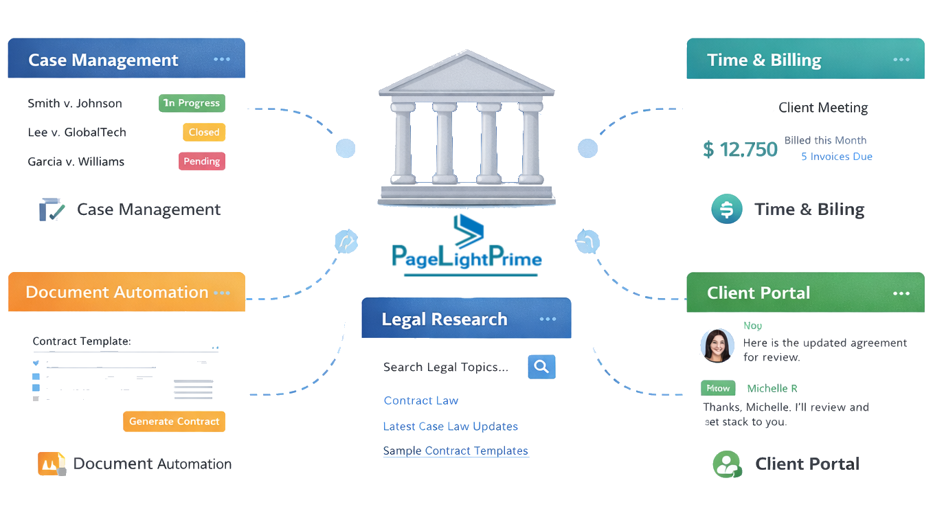 Cloud based law firm practice management platform used by lawyers