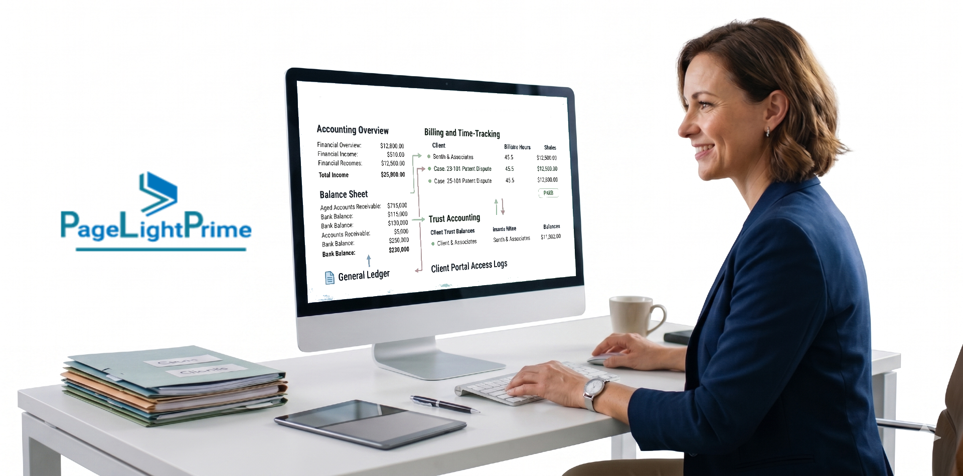 Integrated billing and accounting system connecting invoices, expenses, and client matters