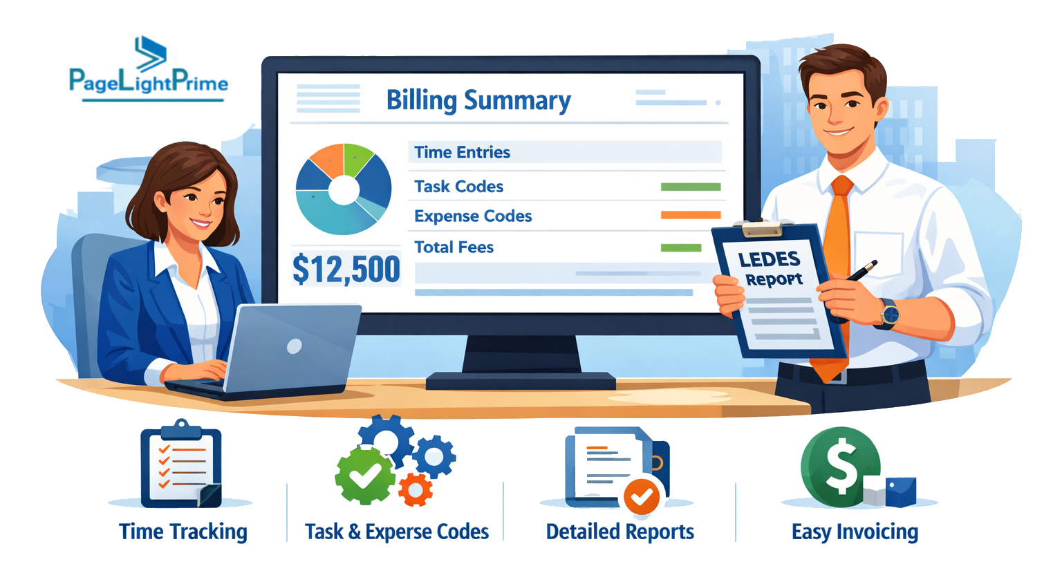 Example of LEDES 1998B format used in legal billing for law firms in the United States