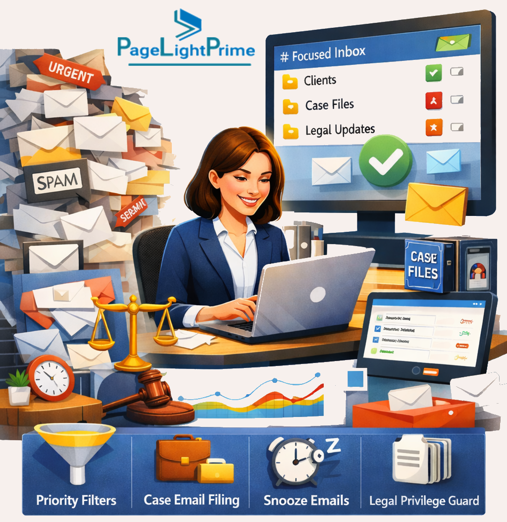 Legal email management dashboard showing matter-centric email organization in Outlook