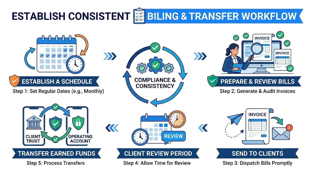 Legal professional reviewing trust accounting software and billing