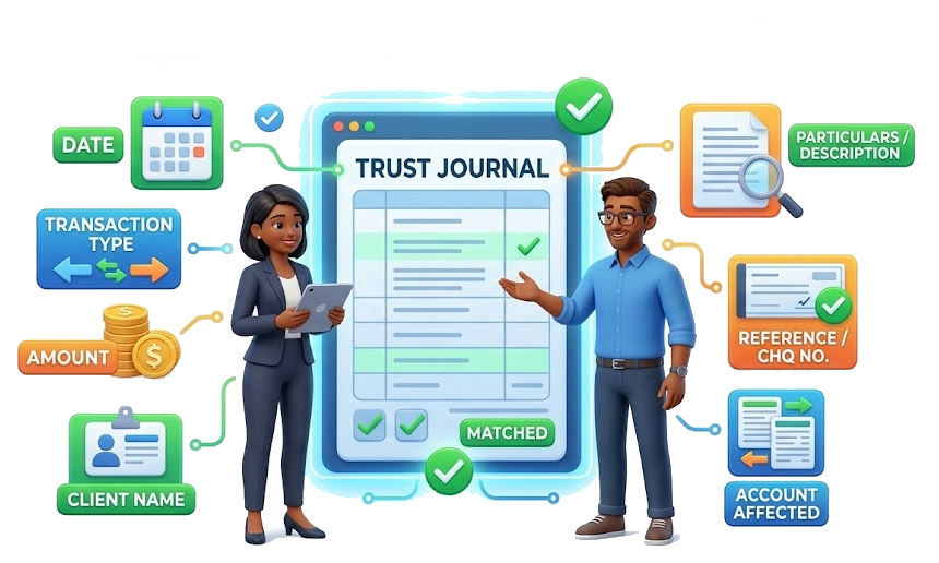 Legal trust transfer records and documentation for Ontario law firm accounting