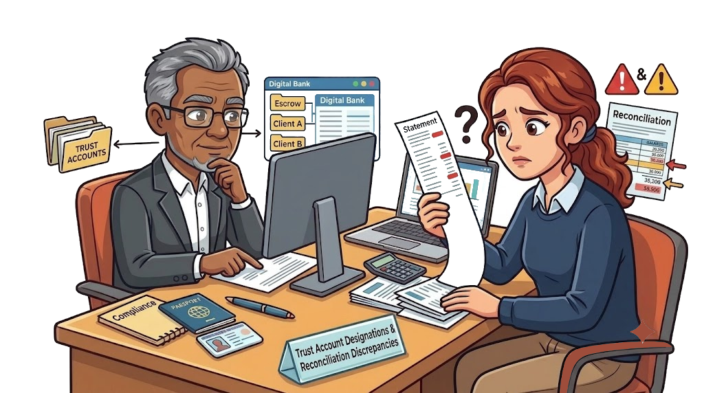 Trust account designations and reconciliation discrepancies in legal accounting